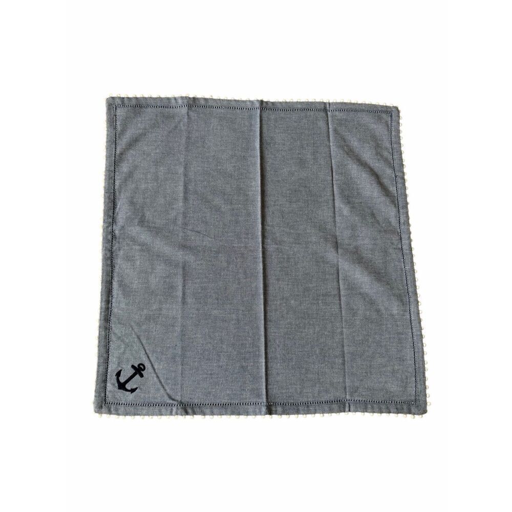 Pottery Barn Napkins Set Of 3 Blue 20” Anchor Coastal Nautical‎
